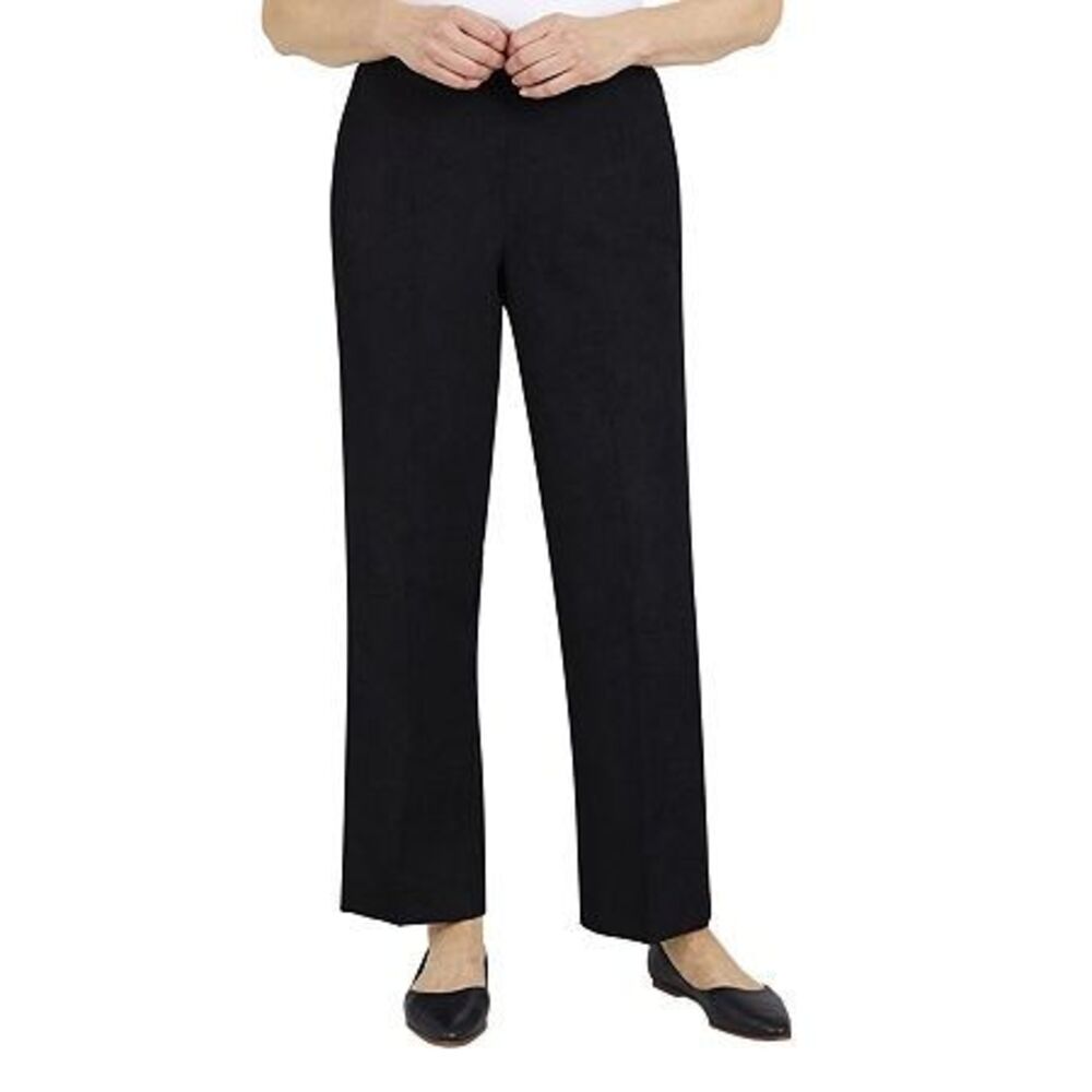 Alfred Dunner Madagascar Pull-On Straight Leg Pants - Black - 18 Short